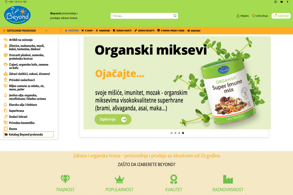 Online Shop Zdrave Hrane BEYOND.RS