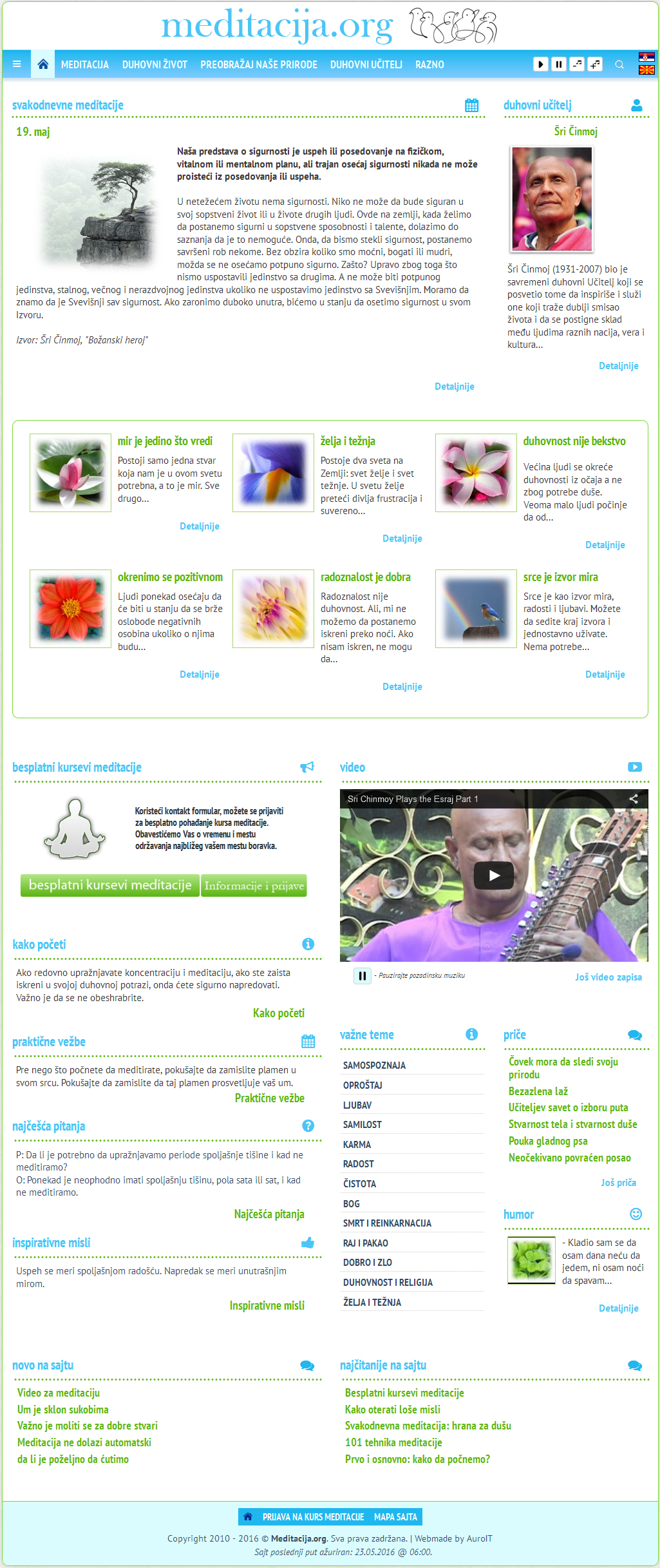 Naslovna strana sajta V2 Informativni Portal o Meditaciji MEDITACIJA.ORG