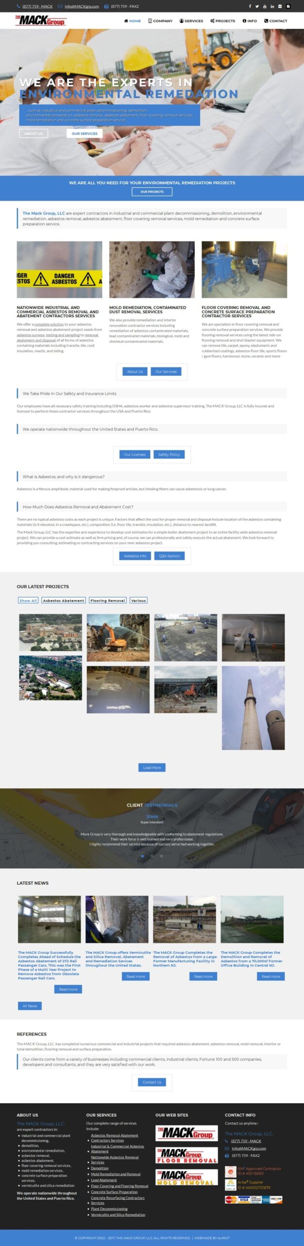 Naslovna strana sajta V1 Biznis Portal za Građevinsku Firmu MACK GROUP LLC