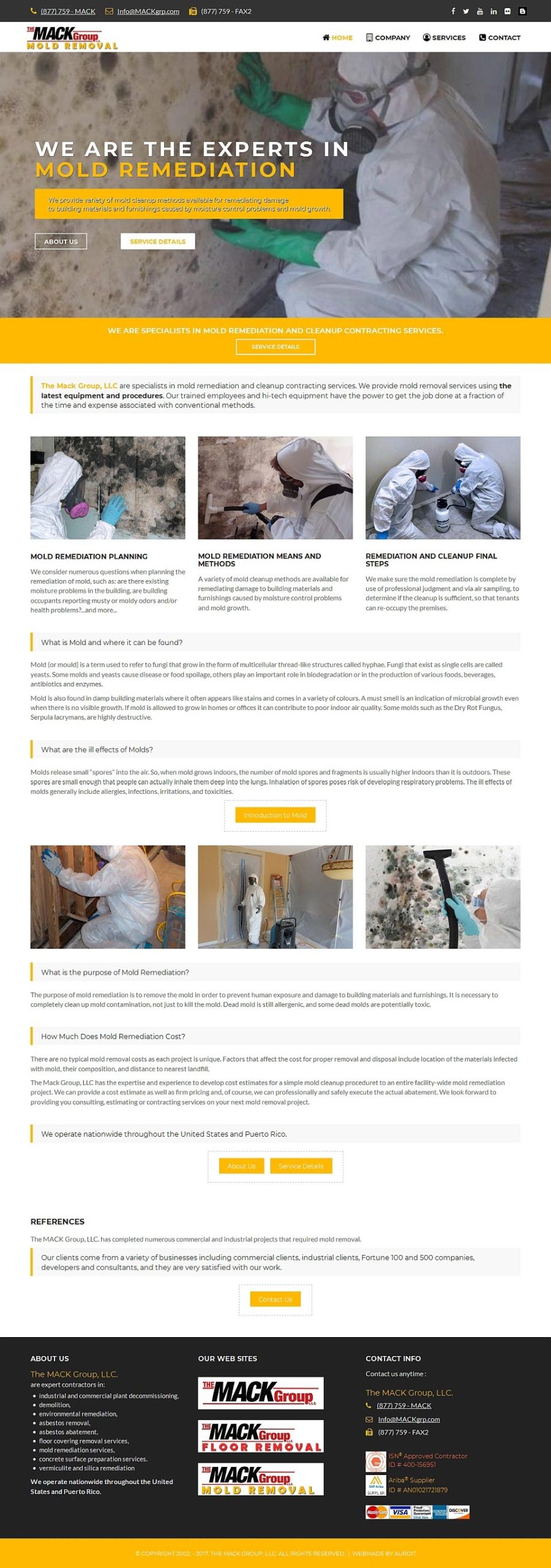 Naslovna strana sajta V1 Biznis Portal za Građevinsku Firmu MACK MOLD