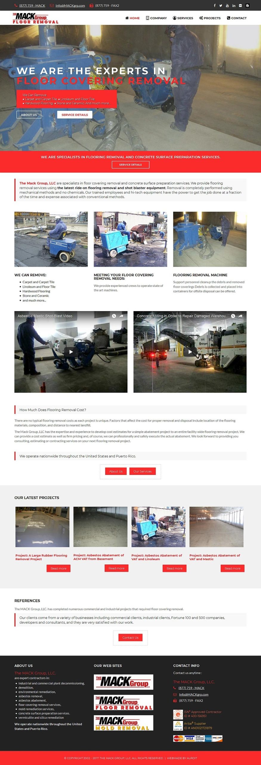 Naslovna strana sajta V1 Biznis Portal za Građevinsku Firmu MACK VAT
